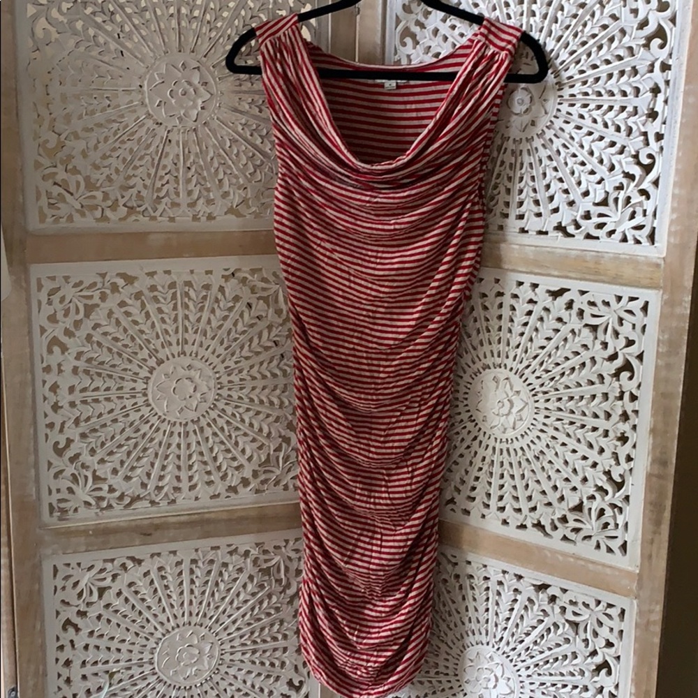 90s Guess red striped body con dress.